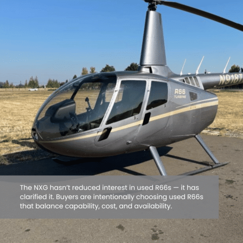Landed R66 grey helicopter