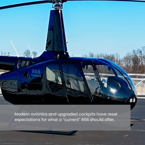 Black R66 helicopter